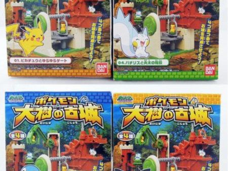 Bandai Pokemon Pocket Monsters Big Tree Castle Candy Toy 4 Trading Collection Figure Set Hot on Sale