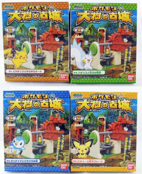 Bandai Pokemon Pocket Monsters Big Tree Castle Candy Toy 4 Trading Collection Figure Set Hot on Sale