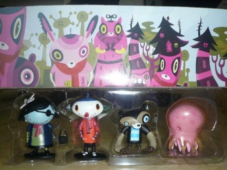 Flying Cat 2004 Nathan Jurevicius Scarygirl Set A Jellyfish Snow T Bear 4 3  Vinyl Figure Set Supply