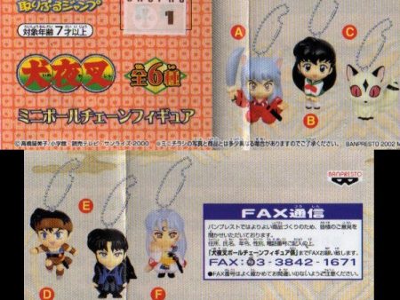 Banpresto 2000 Inuyasha Gashapon 6 Strap Swing Key Chain Holder Figure Set Sale