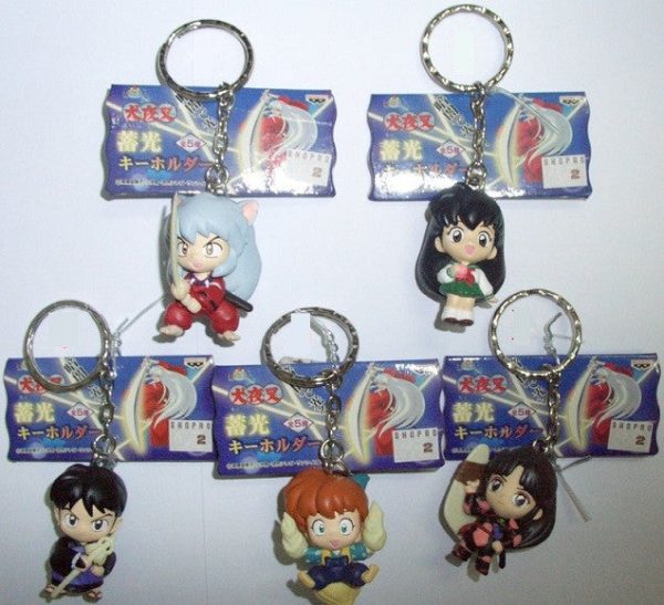 Banpresto Inuyasha GID Grow In the Dark Key Ring Chain Holder 5 Trading Figure Set Online Sale