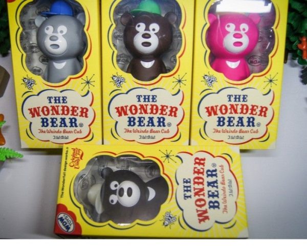 The Wonderful! Design Works Wonder Bear Grey Pink Black Brown 4 6  Vinyl Figure Set on Sale