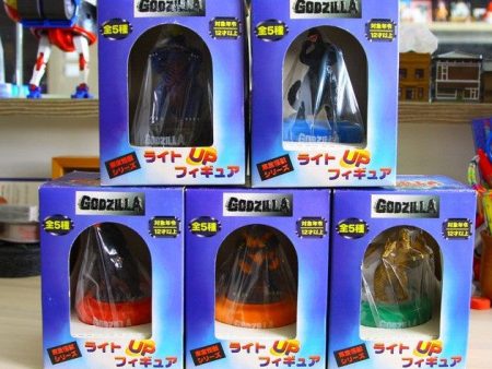 1998 Godzilla Scratch Light Up 5 Trading Collection Figure Set For Sale