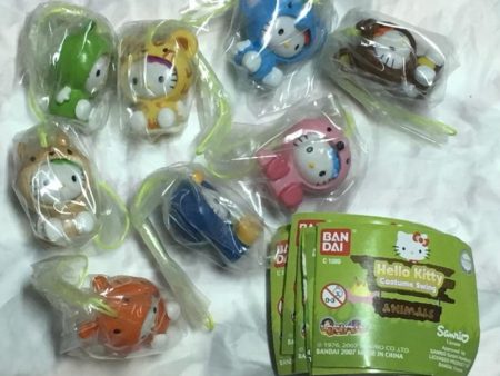 Bandai Sanrio Hello Kitty Gashapon Costume Swing Animal Edition Part 1 8 Strap Figure Set on Sale