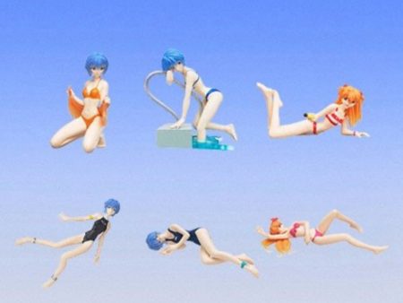 Bandai Neon Genesis Evangelion EVA Gashapon Sadamoto Yoshiyuki Collection Beach Swimsuit 6 Trading Figure Set Supply