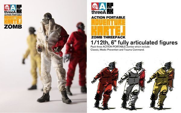 ThreeA 3A Toys Ashley Wood Action Portable Adventure Kartel Zomb 3 Pack 6  Vinyl Figure Set Cheap