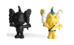 Medicom Toy Original Fake Kaws JPP Keychain Black Yellow 2 Figure Set on Sale