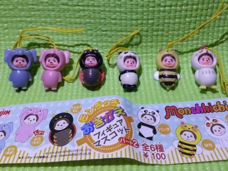 Yujin Monchhichi Gashapon Cosplay Animal Part 2 6 Mini Phone Strap Figure Set Hot on Sale